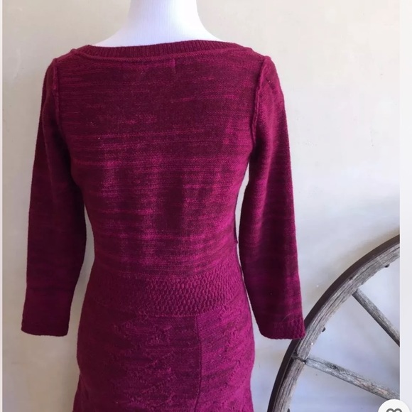 ANTHROPOLOGIE SPARROW Magenta Lambswool Cotton Soft Warm Knit Sweater Dress Nice - Picture 7 of 10
